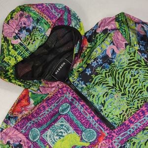 Reason Adult Tropical Jungle Pullover Windbreaker Jacket Size Large